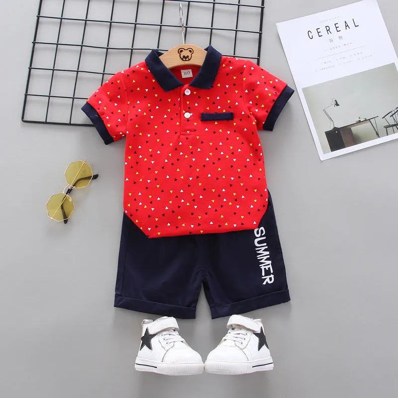 Ropa infantil de dos piezas de dibujos animados de manga corta