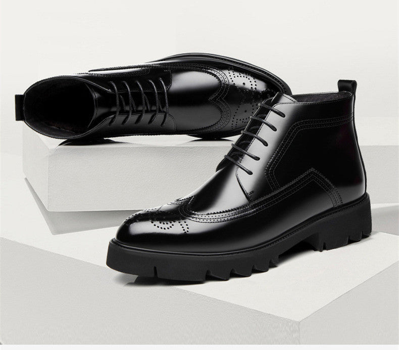 Botas Martin de cuero Zapatos de cuero con aumento de caña alta británica de suela gruesa