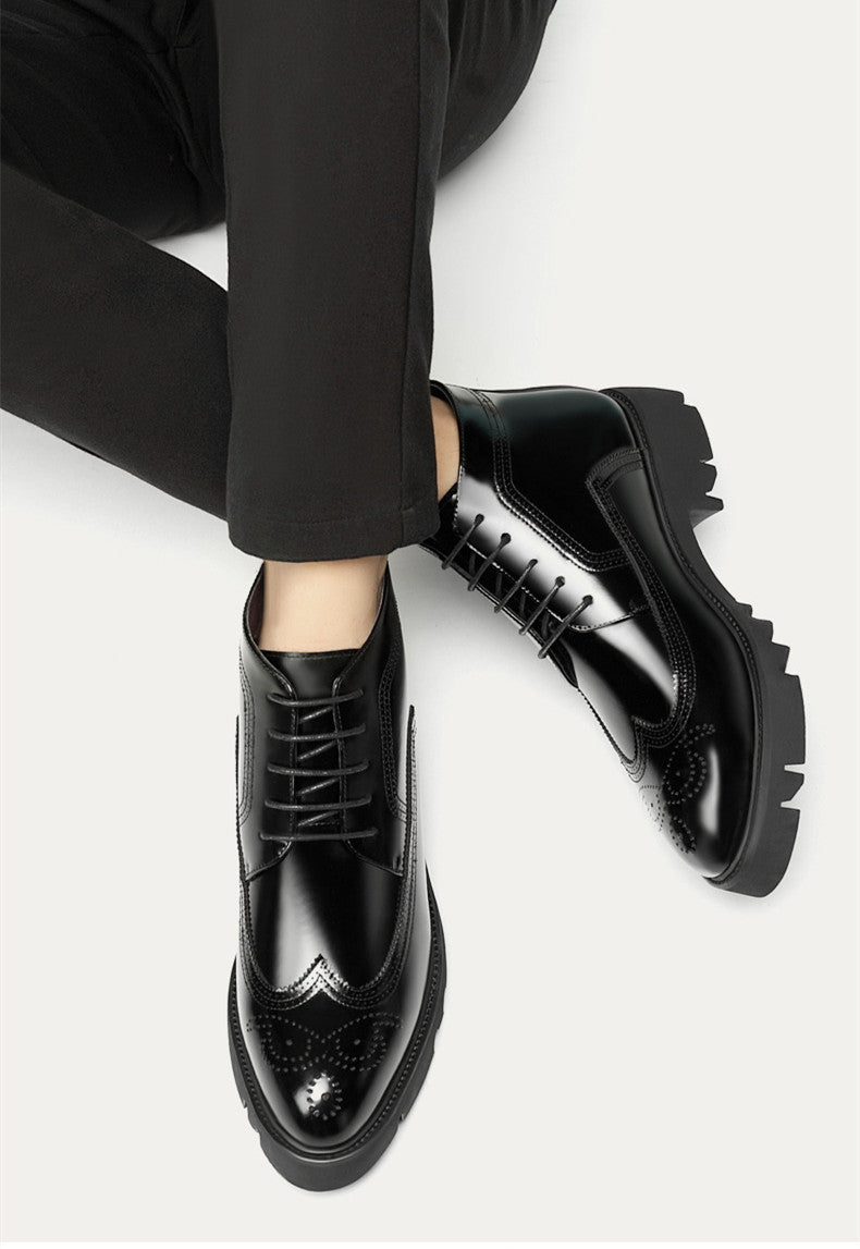 Botas Martin de cuero Zapatos de cuero con aumento de caña alta británica de suela gruesa