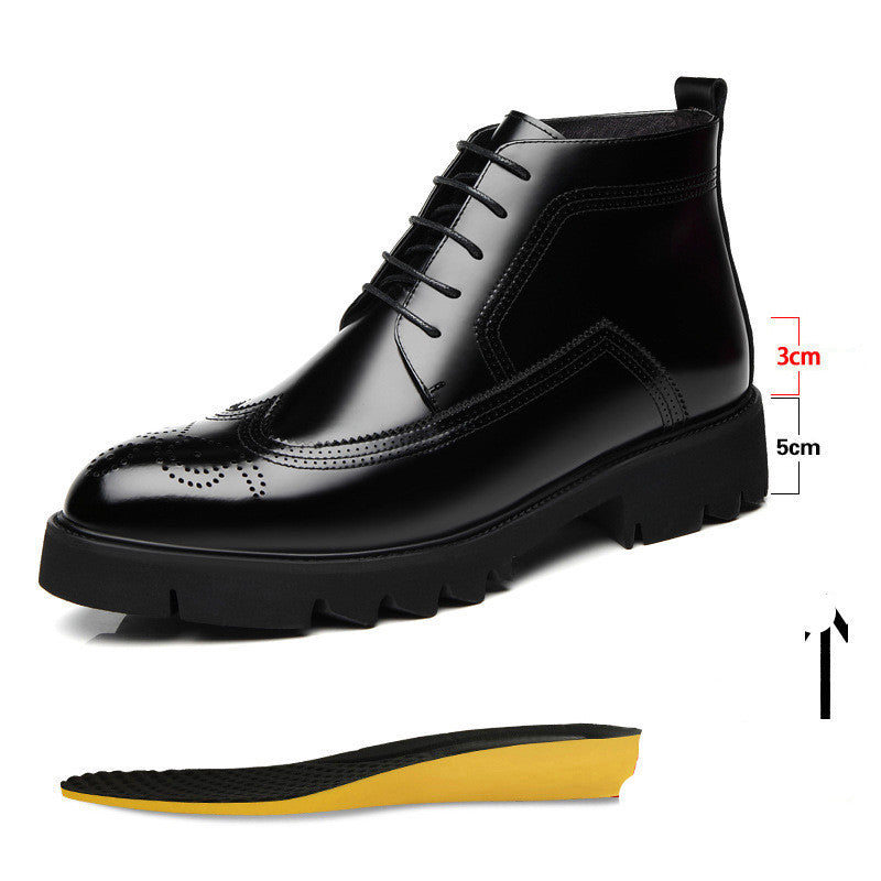 Botas Martin de cuero Zapatos de cuero con aumento de caña alta británica de suela gruesa