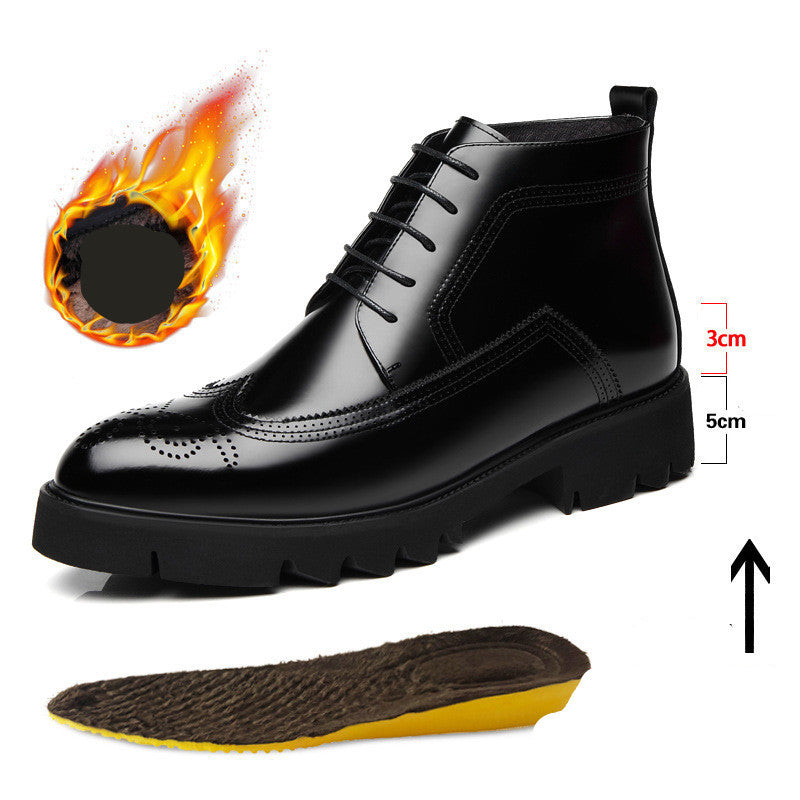 Botas Martin de cuero Zapatos de cuero con aumento de caña alta británica de suela gruesa