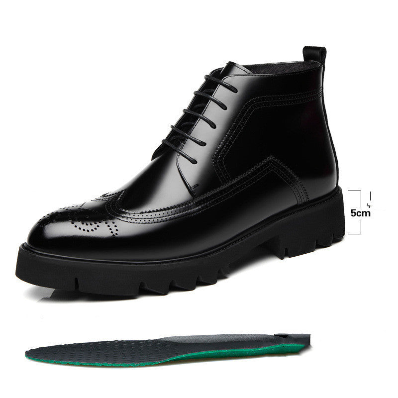 Botas Martin de cuero Zapatos de cuero con aumento de caña alta británica de suela gruesa