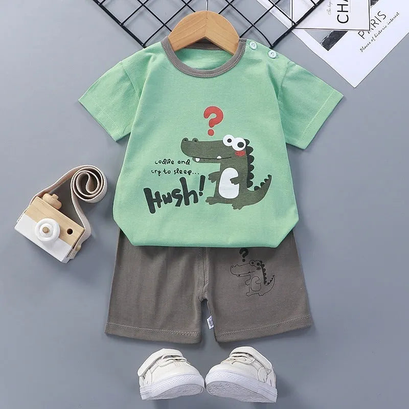 Ropa de verano para bebés y niños pequeños, camiseta, pantalones cortos para bebés de 1-2-3-4-5-6 años