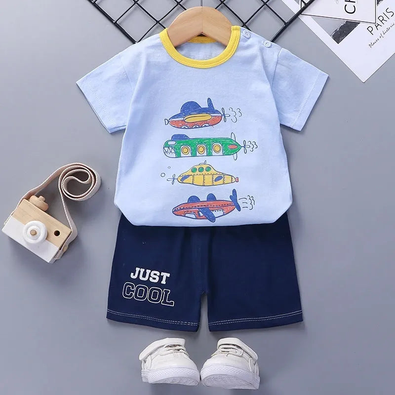 Ropa de verano para bebés y niños pequeños, camiseta, pantalones cortos para bebés de 1-2-3-4-5-6 años