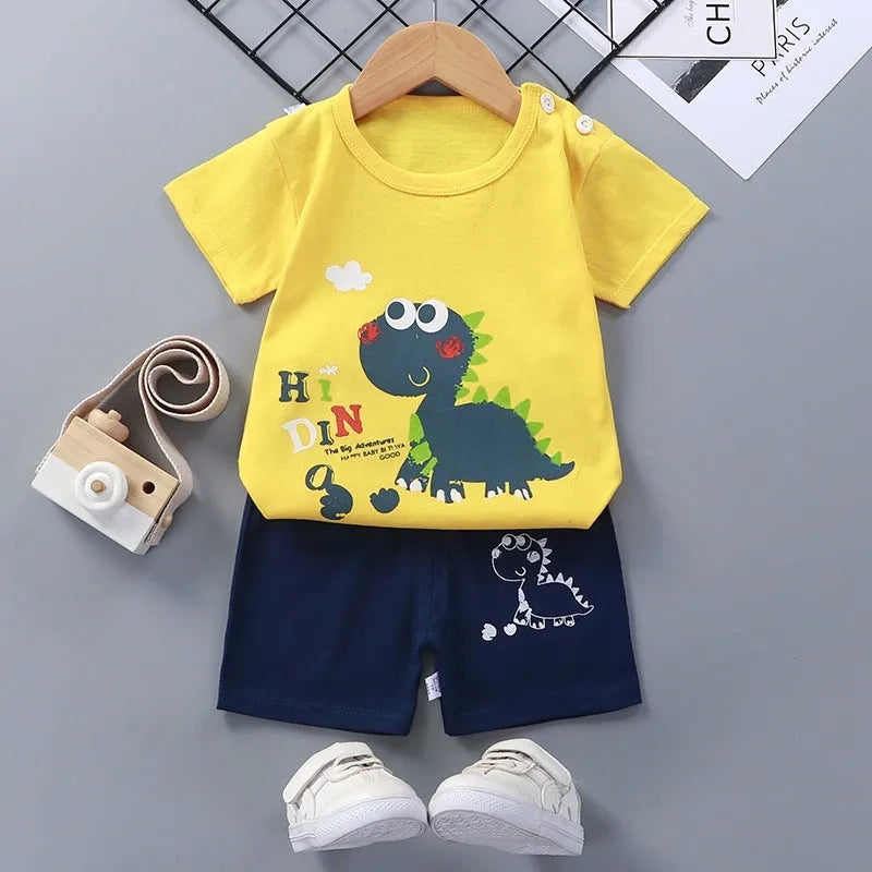 Ropa de verano para bebés y niños pequeños, camiseta, pantalones cortos para bebés de 1-2-3-4-5-6 años