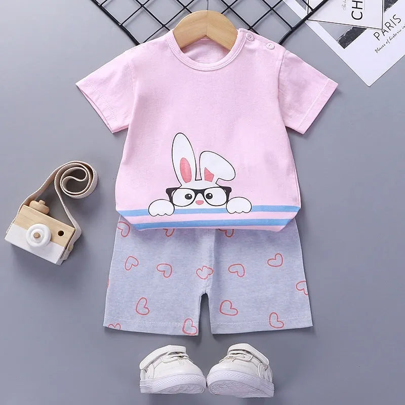 Ropa de verano para bebés y niños pequeños, camiseta, pantalones cortos para bebés de 1-2-3-4-5-6 años