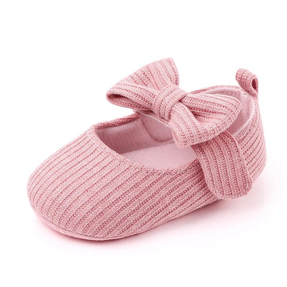 Zapatos de bebé de punto de lana con lazo Mocasines Zapatos de princesa Zapatos de bebé