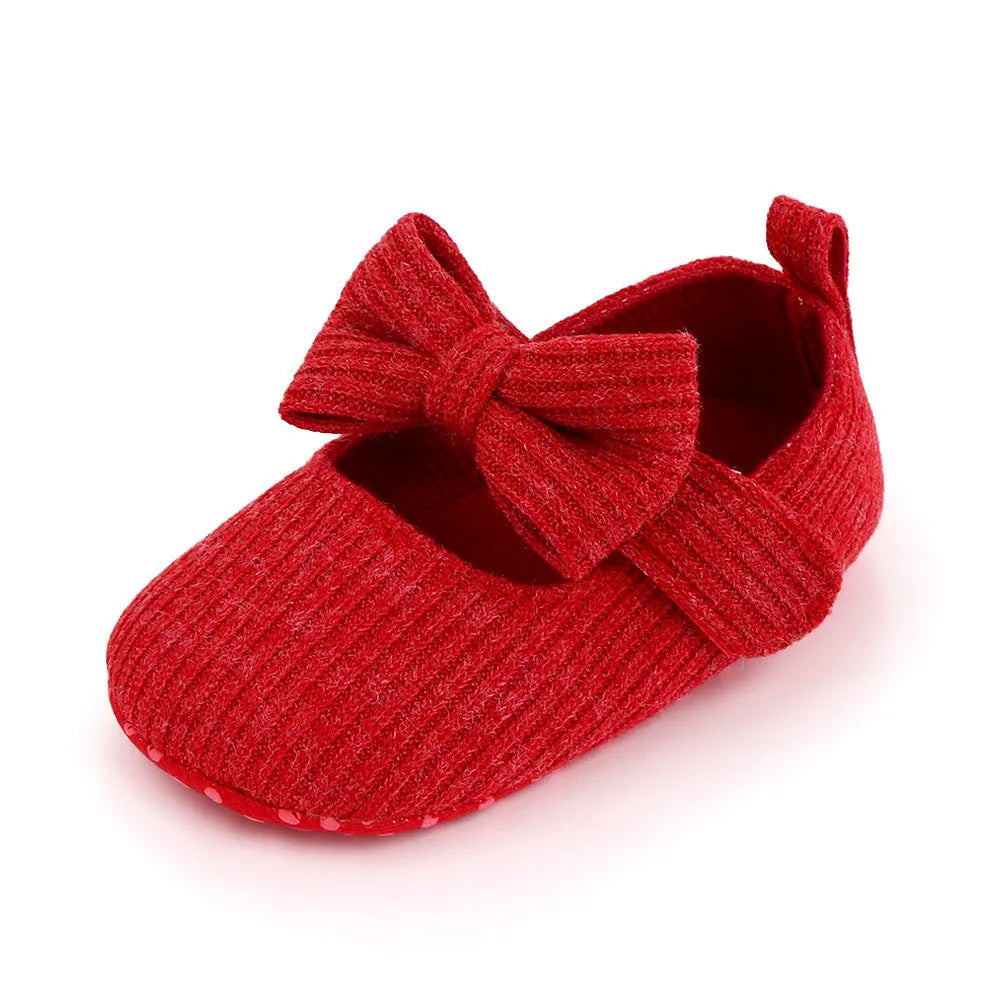 Zapatos de bebé de punto de lana con lazo Mocasines Zapatos de princesa Zapatos de bebé