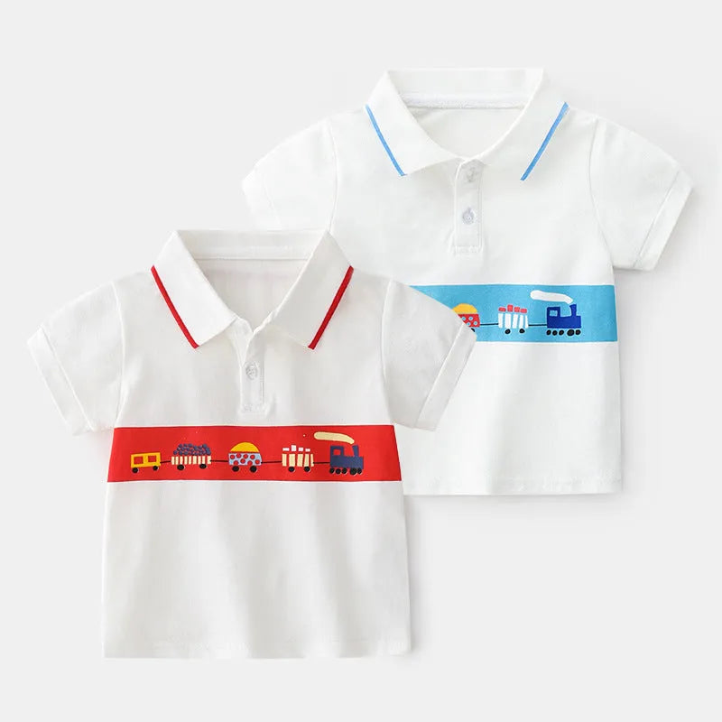 Polo de manga corta para niño con diseño de coche de dibujos animados