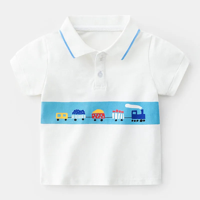 Polo de manga corta para niño con diseño de coche de dibujos animados
