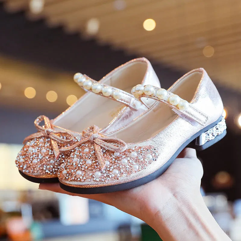 Zapatos de cuero Suela suave Zapatos de princesa Aisha Zapatos de cristal para niños Zapatos de bebé intermitentes