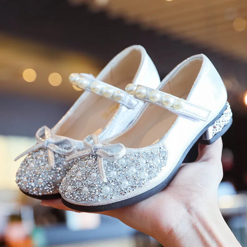Zapatos de cuero Suela suave Zapatos de princesa Aisha Zapatos de cristal para niños Zapatos de bebé intermitentes