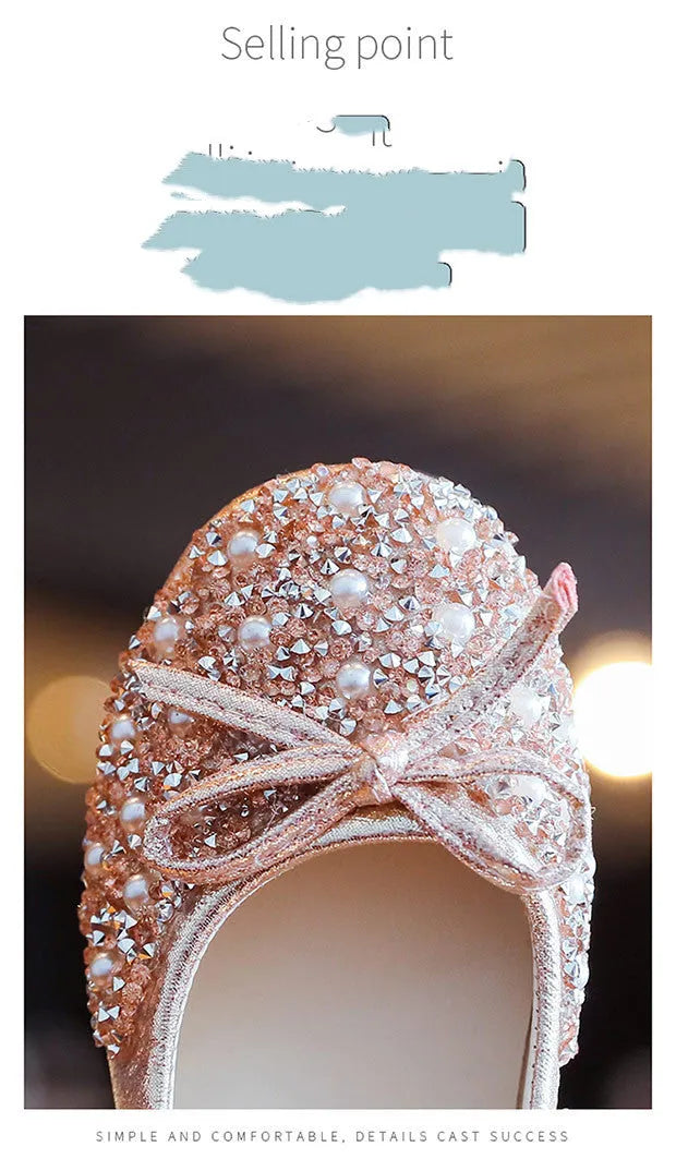 Zapatos de cuero Suela suave Zapatos de princesa Aisha Zapatos de cristal para niños Zapatos de bebé intermitentes