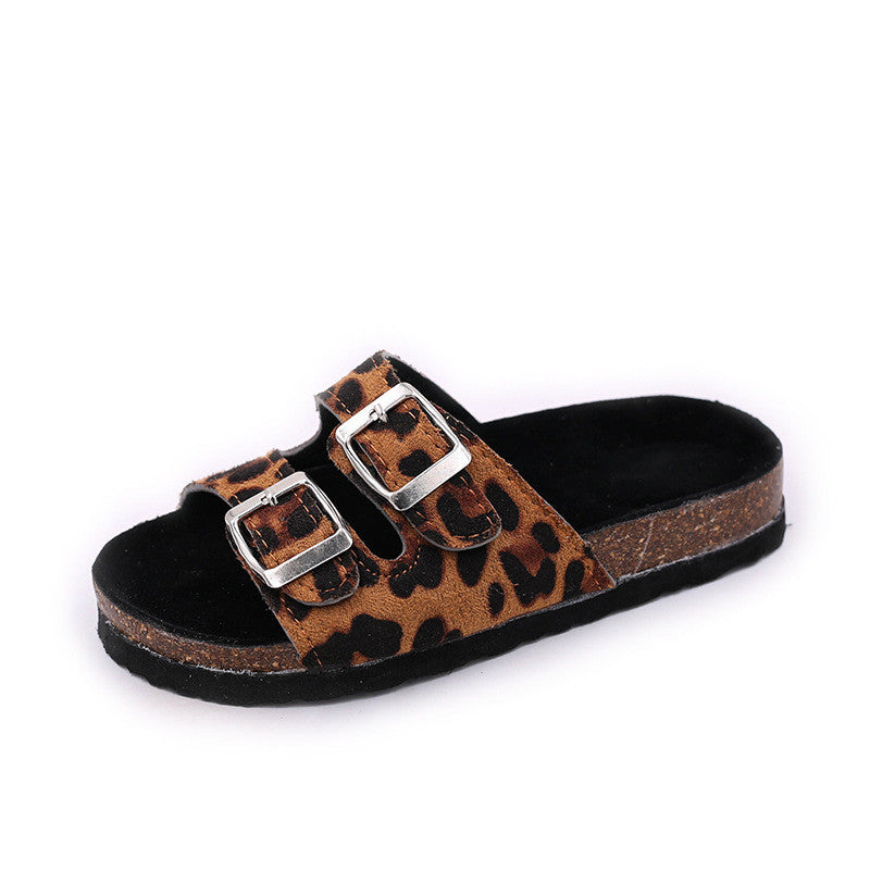 One-word Cork Sandals And Slippers Tide Girls Beach Shoes Anti-slip