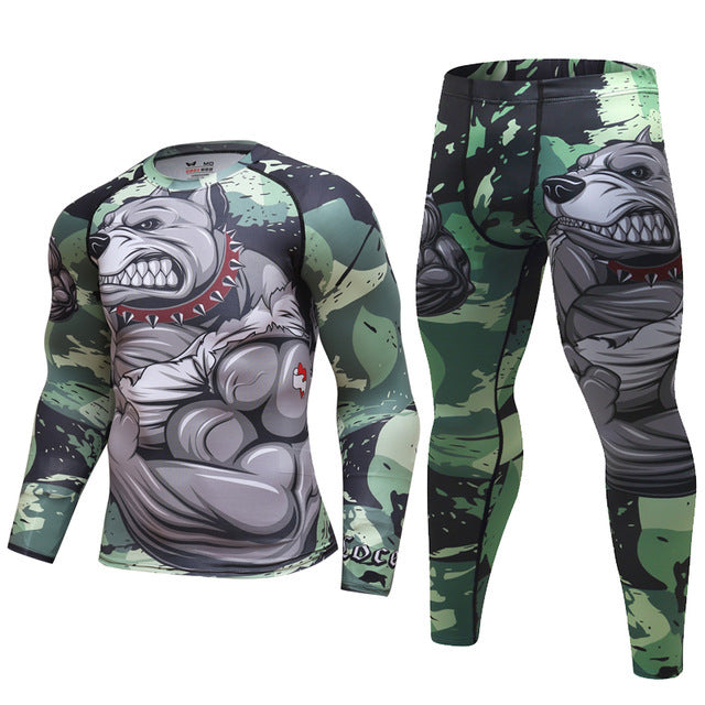 Conjunto de chándal para hombre D Camiseta de compresión animal Pantalones Piel