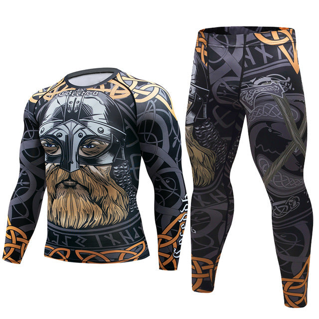 Conjunto de chándal para hombre D Camiseta de compresión animal Pantalones Piel