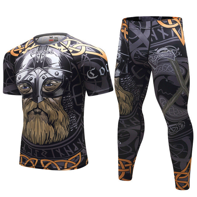 Conjunto de chándal para hombre D Camiseta de compresión animal Pantalones Piel