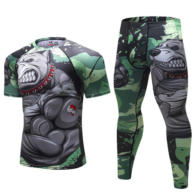 Conjunto de chándal para hombre D Camiseta de compresión animal Pantalones Piel