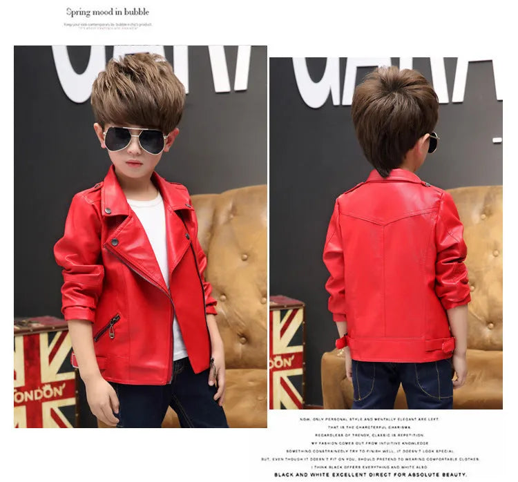 Chaquetas de cuero para niños coreanos para niñas y niños