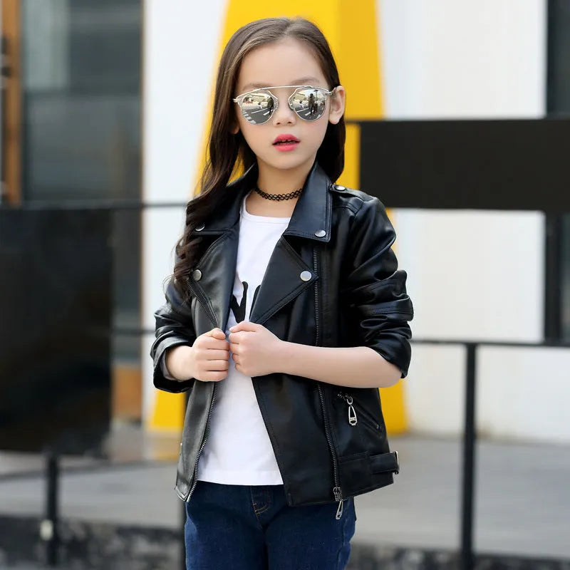 Chaquetas de cuero para niños coreanos para niñas y niños