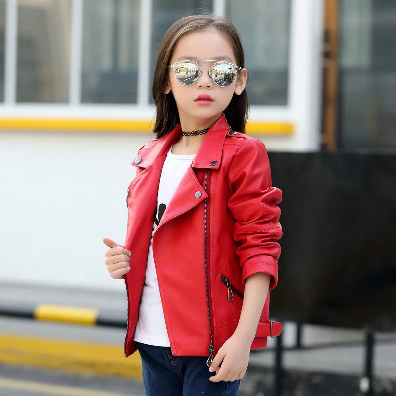 Chaquetas de cuero para niños coreanos para niñas y niños