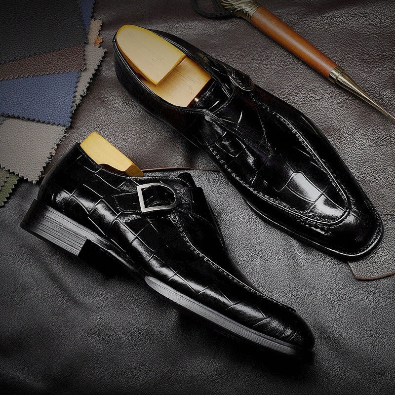 Zapatos planos de negocios con patrón clásico, zapatos de cuero de vestir formales de diseñador para hombres, mocasines para hombres, zapatos de regalo de San Valentín