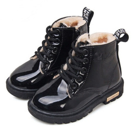Zapatos de invierno para niños, botas Martin impermeables de cuero PU, botas de nieve para niños
