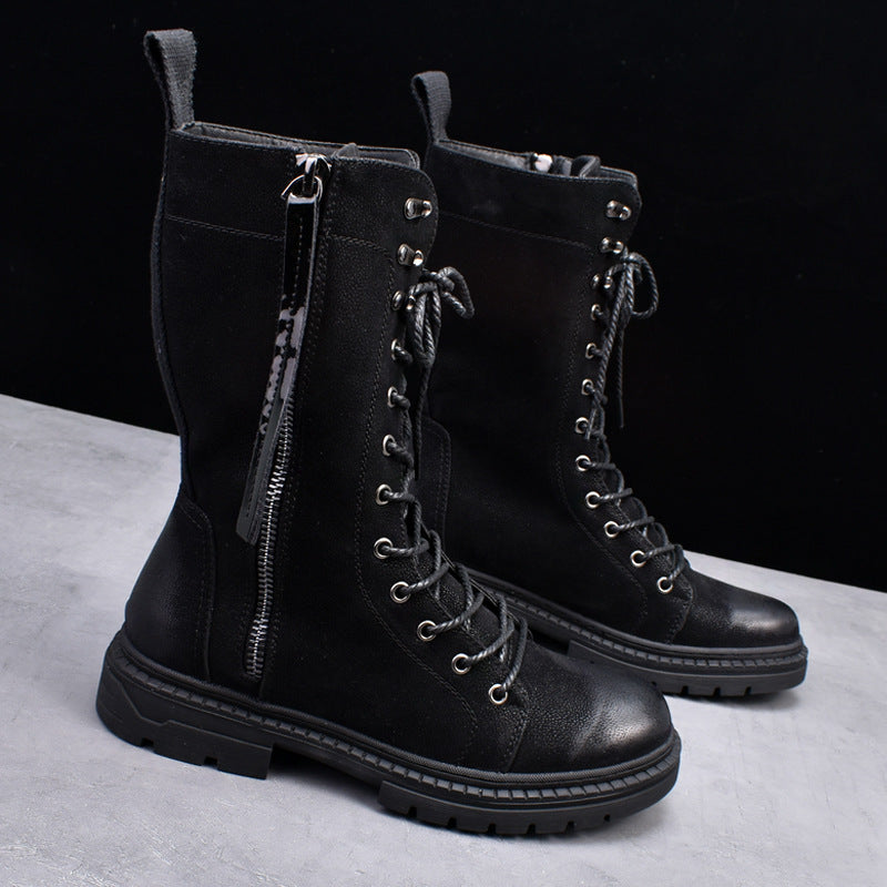 Botas Martin con punta redonda y tubo medio, botas de cuero, botas de vaquero para hombre