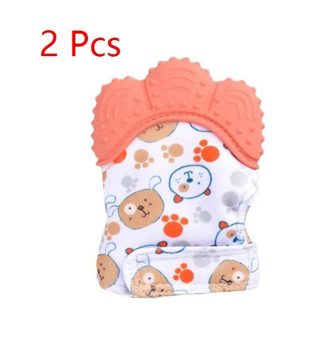 Guantes molares de silicona antimordeduras para dentición de bebé, juguetes con sonido para niños