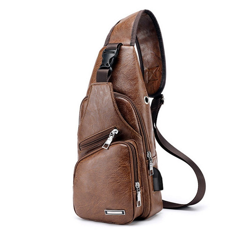 Bolso de carga USB para hombre, bolso de pecho para hombre, bolso de hombro personalizado de PU PVC, paquete Diagonal, bolso de viaje tipo mensajero, bolsos cruzados