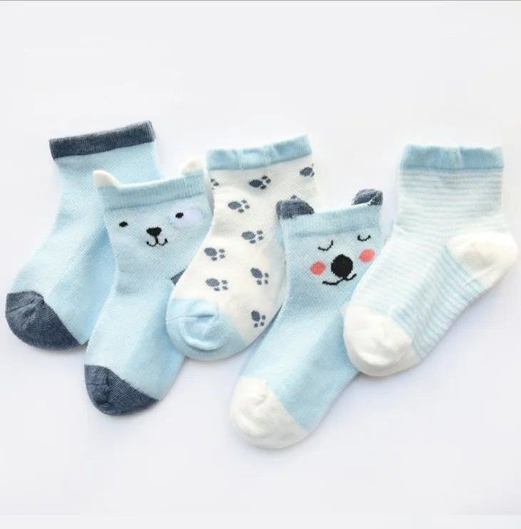 Calcetines para niños Pack de 5 colores Calcetines de algodón transpirables de verano para niños y niñas