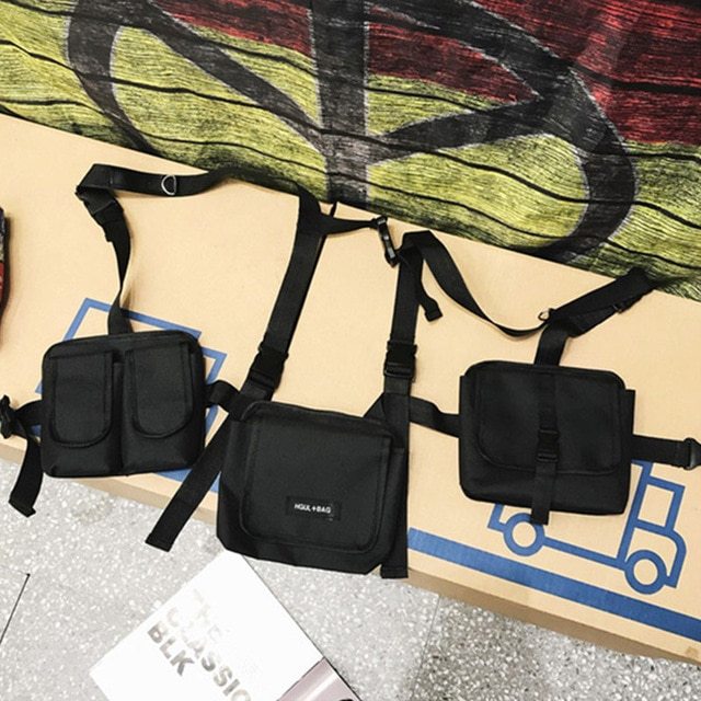 Bolso de hombro táctico para hombre, riñonera táctica para niño, ropa de calle, riñoneras funcionales, chaleco para hombre, bolsas de pecho de Hip hop 030266