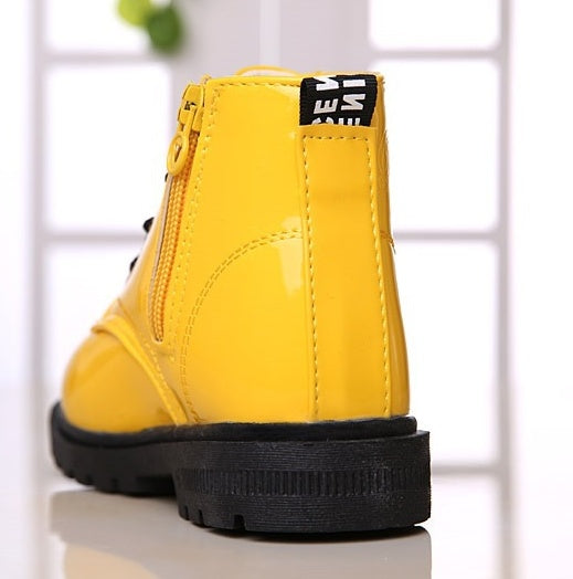 Zapatos de invierno para niños, botas Martin impermeables de cuero PU, botas de nieve para niños