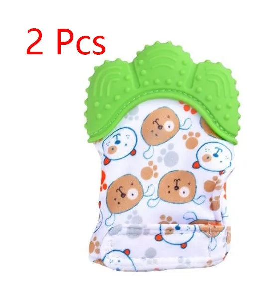 Guantes molares de silicona antimordeduras para dentición de bebé, juguetes con sonido para niños