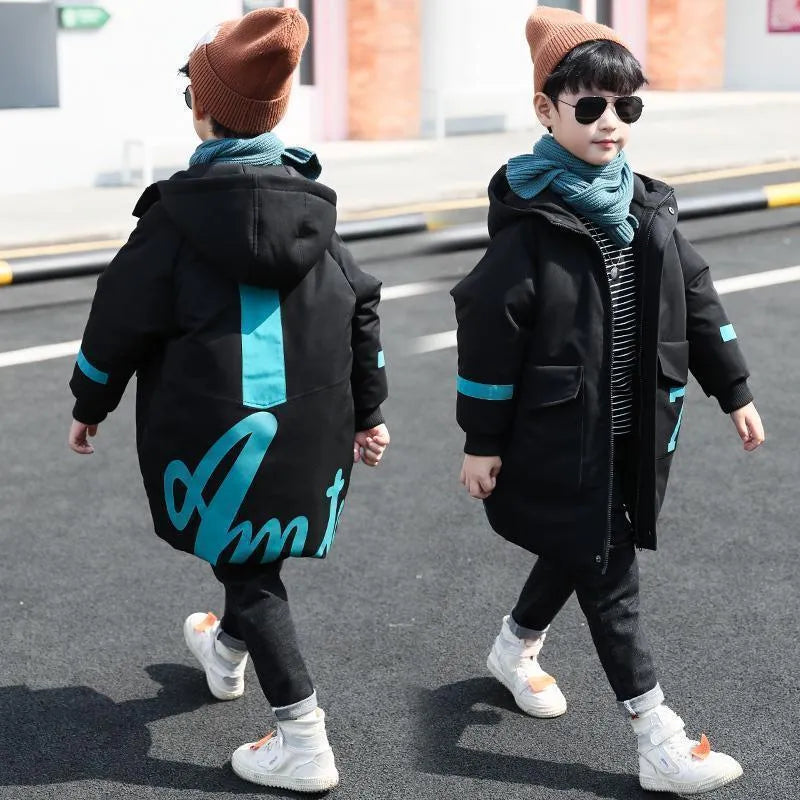 Ropa de invierno Chaqueta acolchada de longitud media para niños grandes