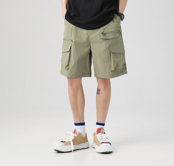 Multi-pocket Straight Casual Loose Zipper Cargo Shorts Men's Five-point Pants