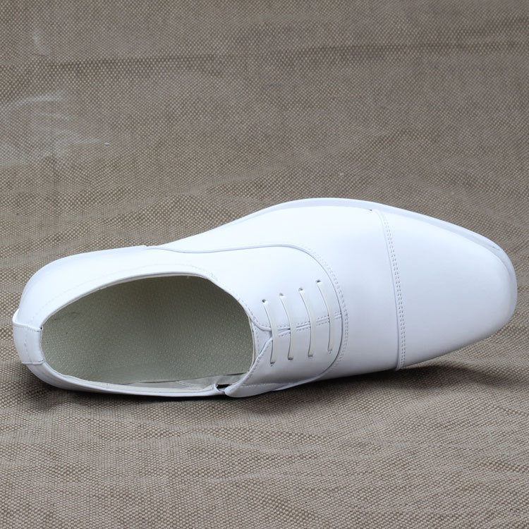 Blanco para hombre formal tacón bajo con cordones azul marino punta estrecha zapato de boda casual vestido punta redonda