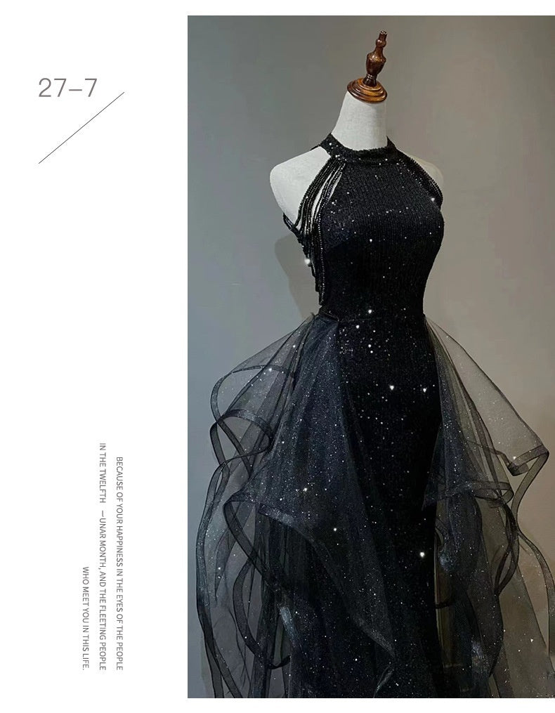 Vestido de noche negro para mujer