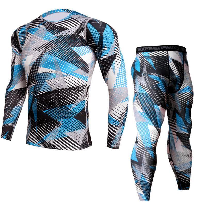 Conjuntos de pantalones y camisetas de camuflaje para hombre, camiseta de Crossfit a la moda, ropa de marca de compresión, pantalones para correr, mallas informales para hombre