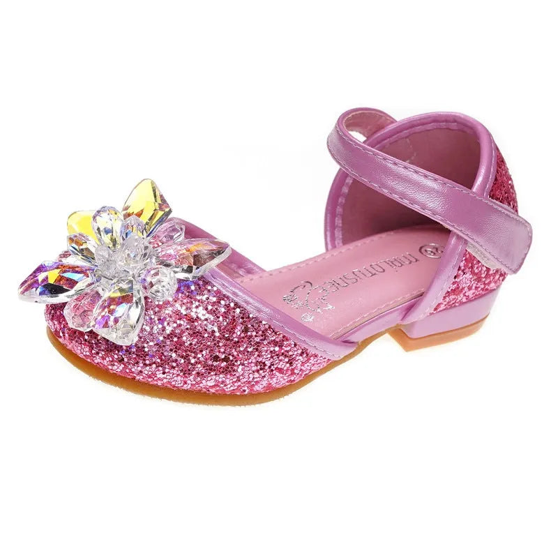 Zapatos de cristal para niñas, zapatos individuales con diamantes de imitación.