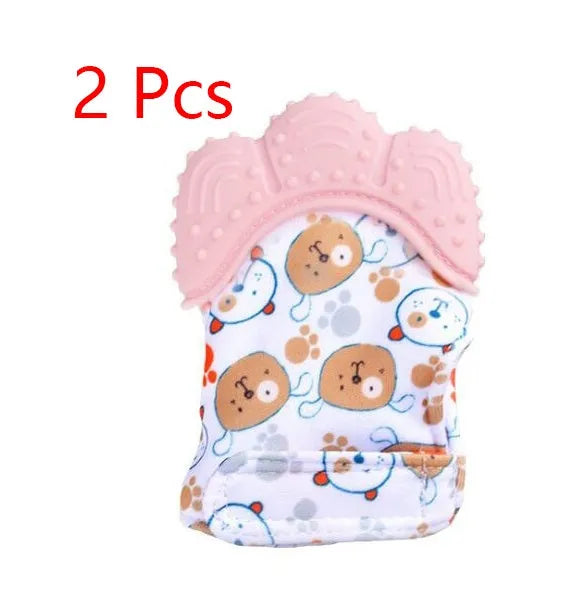 Guantes molares de silicona antimordeduras para dentición de bebé, juguetes con sonido para niños
