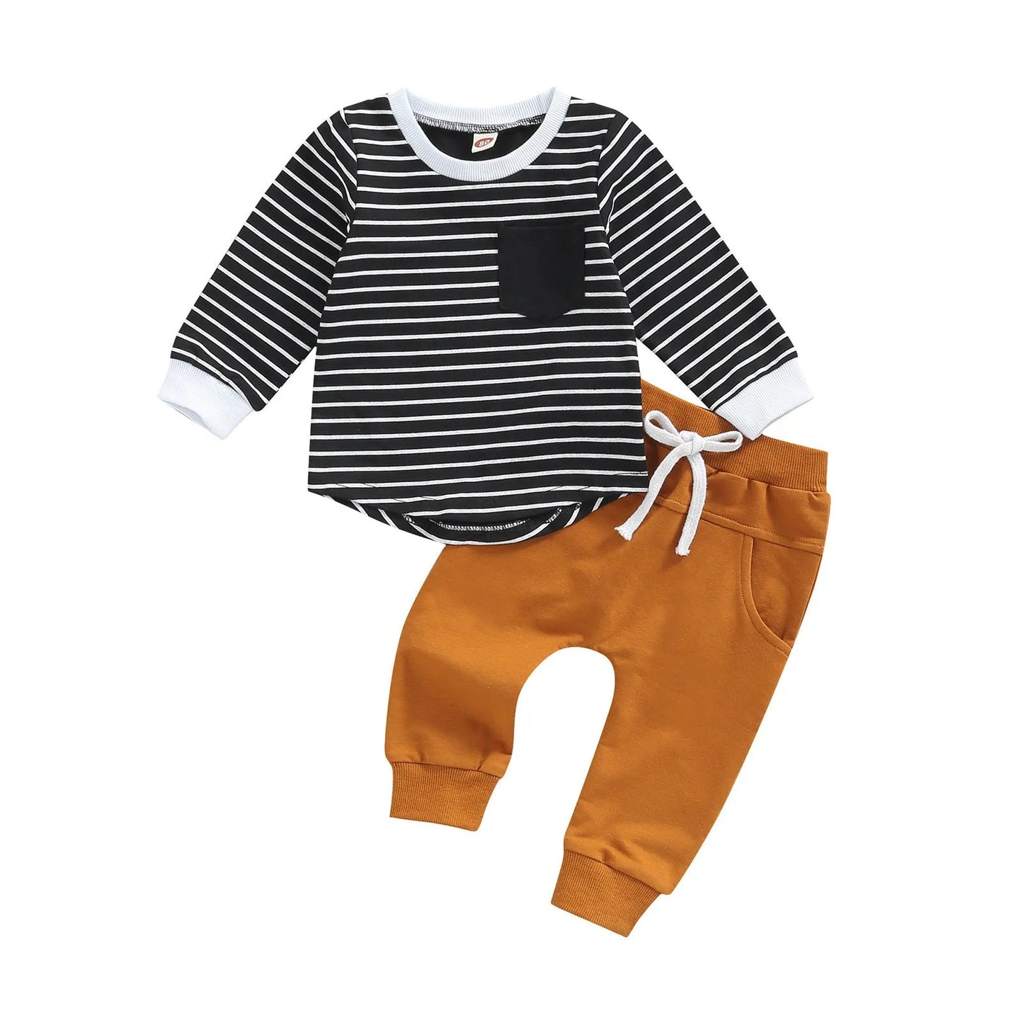 Ensemble de t-shirts à manches longues rayées col rond pour enfants