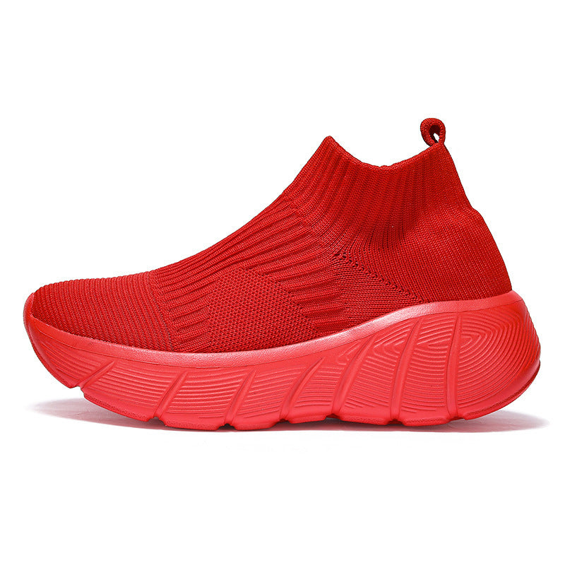 Pareja de zapatos tejidos voladores de caña alta Zapatos casuales de tendencia para hombres Slip-on