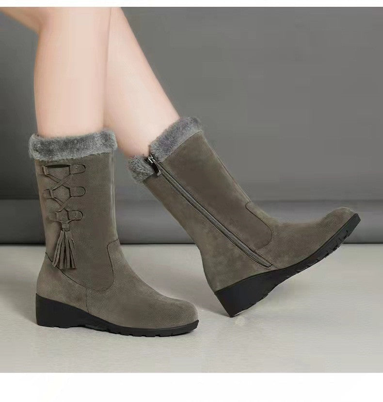 Botas de algodón Botas cálidas de lana más zapatos de algodón grueso de terciopelo