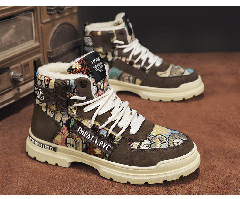 Botas Martin cálidas con forro polar, botas de trabajador, botas de motocicleta para hombre, zapatos de algodón de alta calidad para estudiantes