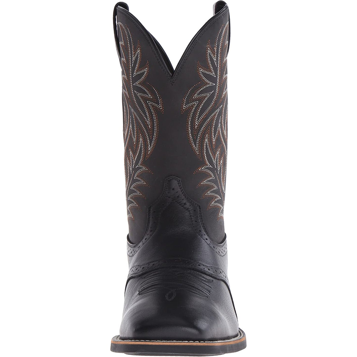 Bota de vaquero occidental con cabeza ancha y costura con grabado vintage y bordado alto