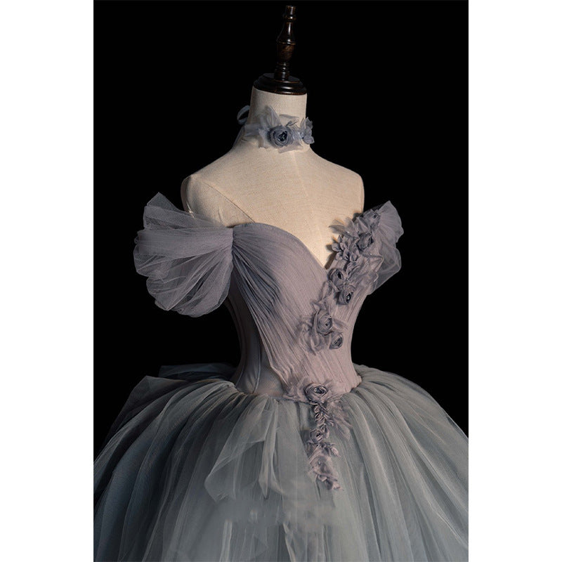 Vestido de princesa con tul y tutú para banquete francés, con textura femenina, para regalo de anfitriona