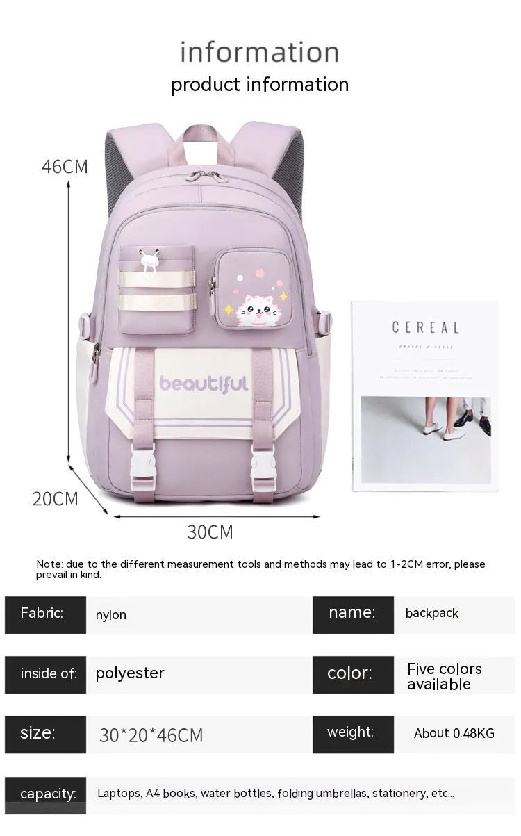Mochila escolar de gran capacidad para niñas de escuela primaria linda