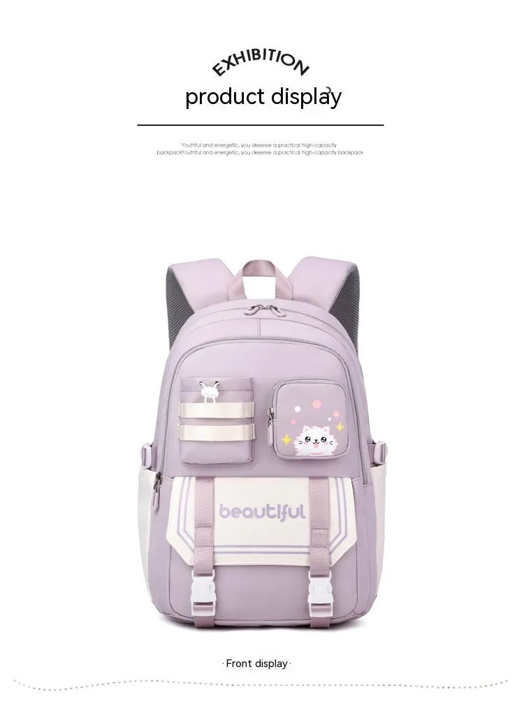 Mochila escolar de gran capacidad para niñas de escuela primaria linda