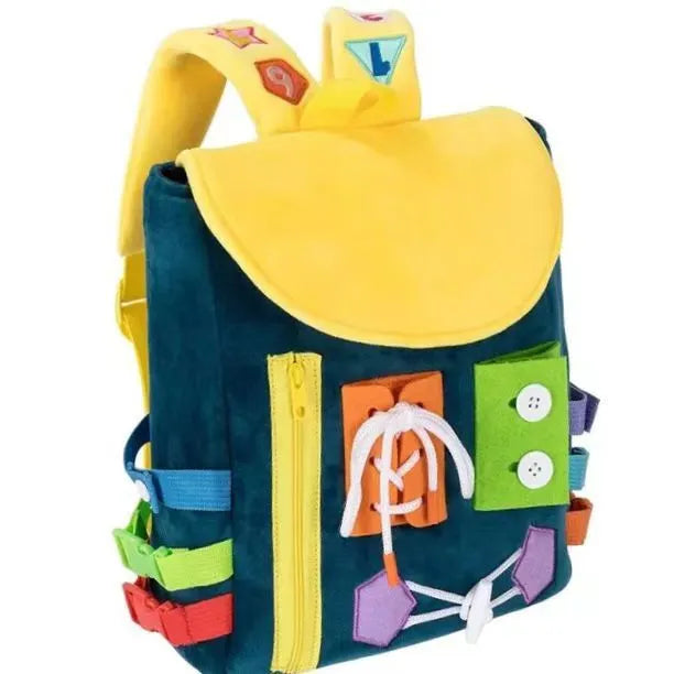 Sac à dos avec boucles et jouets d'activité d'apprentissage pour les tout-petits développent des compétences de base